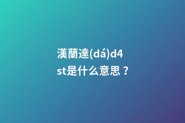 漢蘭達(dá)d4st是什么意思？